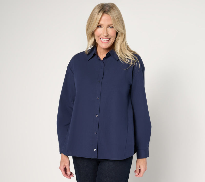 Women with Control Woven Button Front Shirt with Bows — Main view