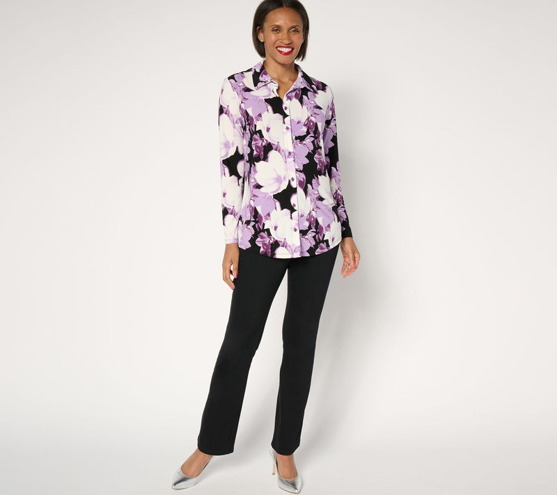 Women with Control Petite Printed Button Front Tunic — View 11