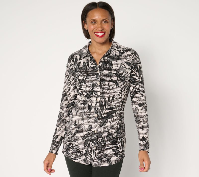 Women with Control Petite Printed Button Front Tunic — View 5