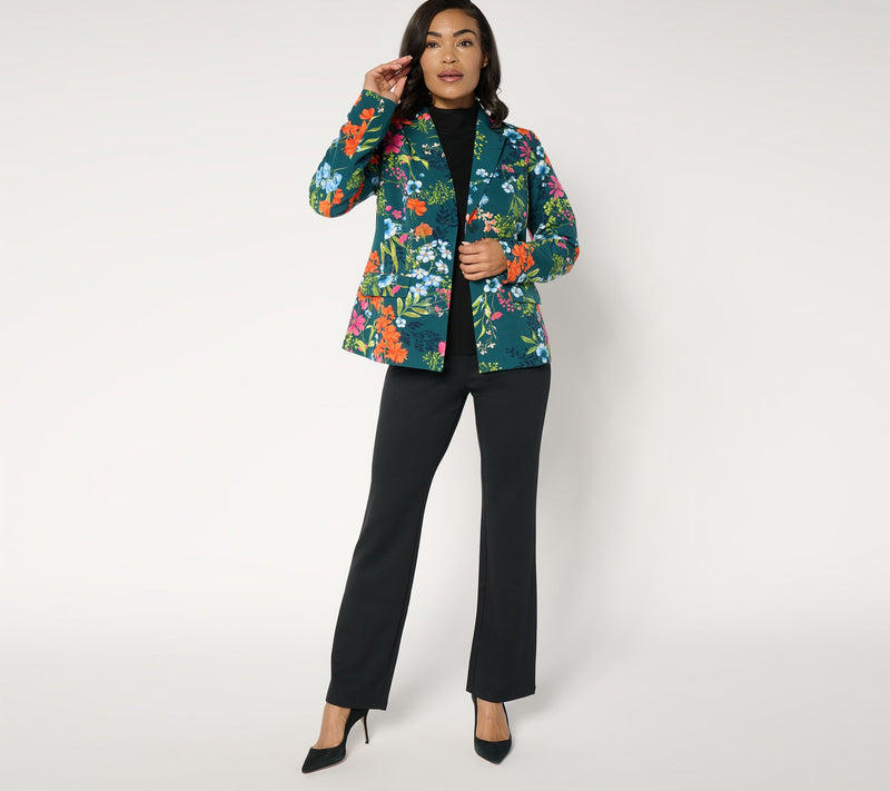 Joan Rivers Printed Floral Stretch Twill Blazer — View 11