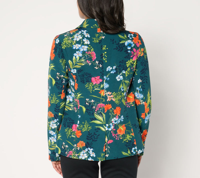 Joan Rivers Printed Floral Stretch Twill Blazer — View 10