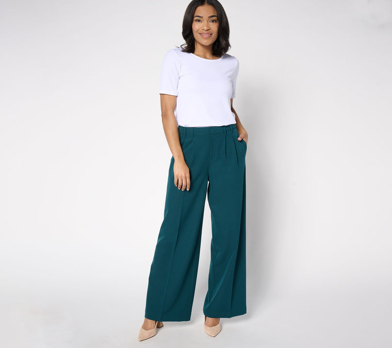 Joan Rivers Regular Bitsy Stretch Woven Wide Leg Trouser Pant — View 13