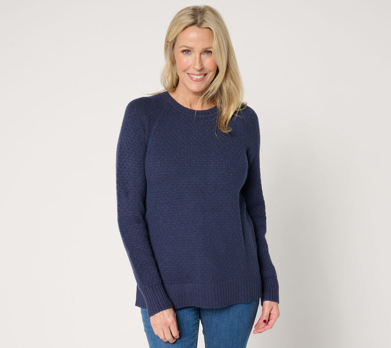 Joan Rivers Popcorn Stitch Crewneck Long Sleeve Sweater — View 11