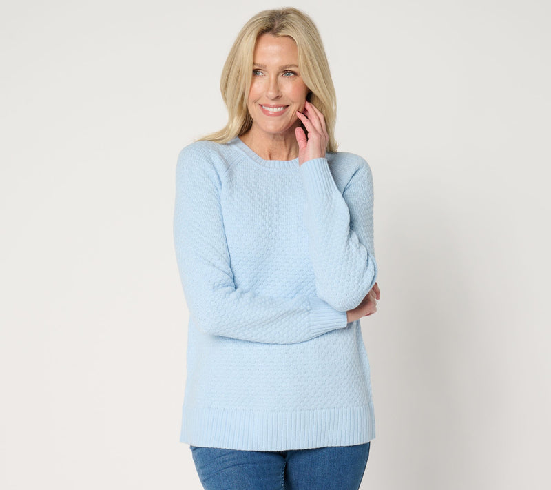 Joan Rivers Popcorn Stitch Crewneck Long Sleeve Sweater — View 14