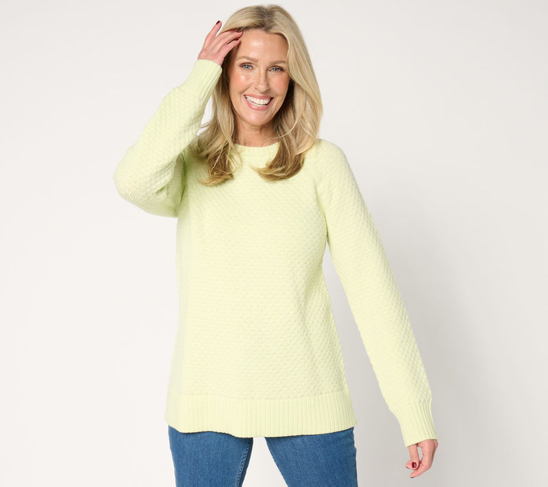 Joan Rivers Popcorn Stitch Crewneck Long Sleeve Sweater — Main view