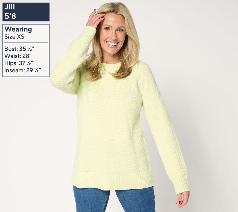 Joan Rivers Popcorn Stitch Crewneck Long Sleeve Sweater — View 3