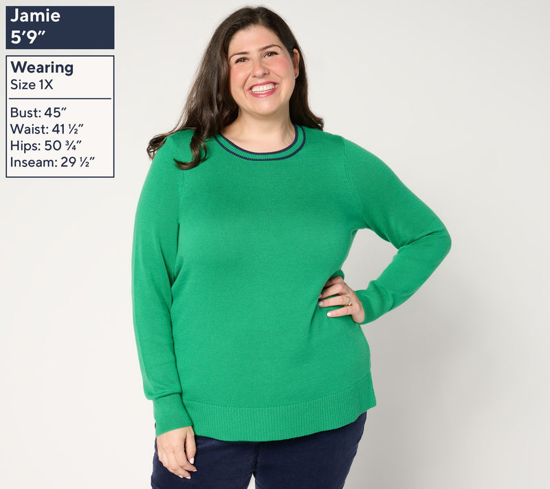 Joan Rivers Long-Sleeve Button-Back Sweater with Tipping — View 2