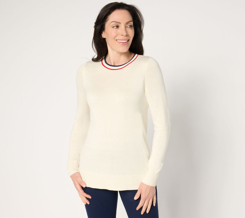 Joan Rivers Long-Sleeve Button-Back Sweater with Tipping — View 13