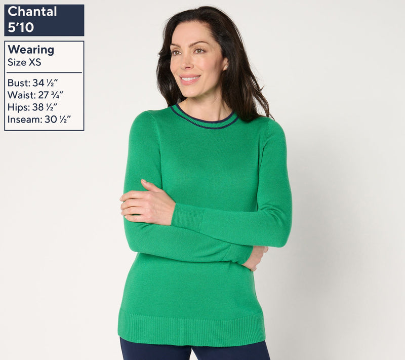Joan Rivers Long-Sleeve Button-Back Sweater with Tipping — View 3
