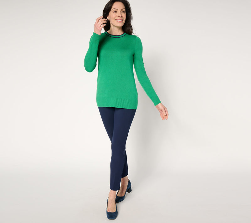 Joan Rivers Long-Sleeve Button-Back Sweater with Tipping — View 5