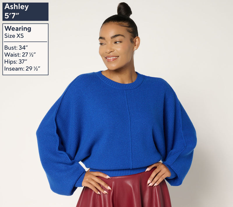 Carla Rockmore Collection Crewneck Dolman Sleeve Sweater — View 9