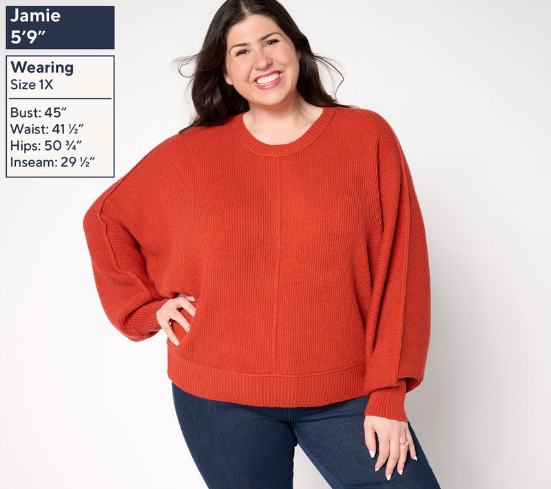 Carla Rockmore Collection Crewneck Dolman Sleeve Sweater — View 8