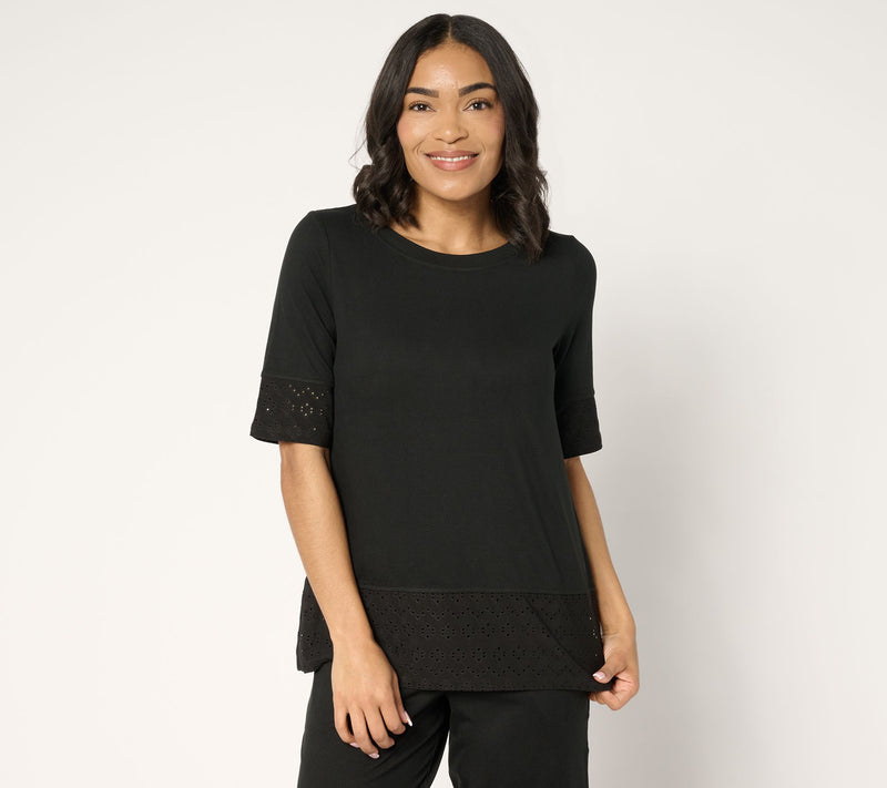 Cuddl Duds Flexwear with Eyelet Crew Neck Top — View 12
