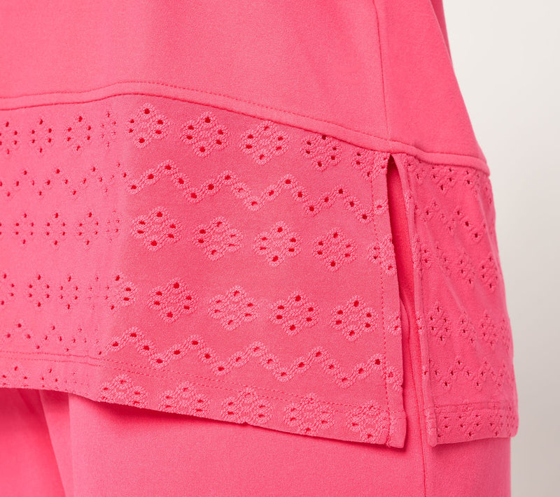 Cuddl Duds Flexwear with Eyelet Crew Neck Top — View 5