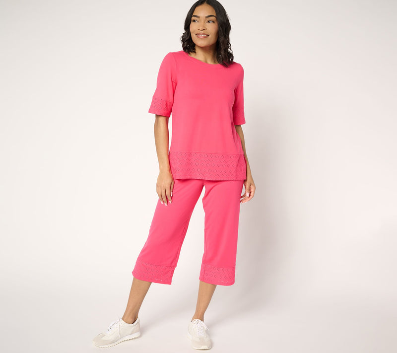 Cuddl Duds Flexwear with Eyelet Crew Neck Top — View 4