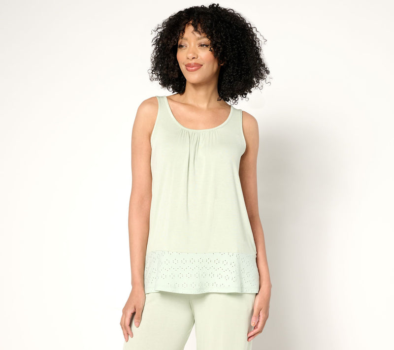 Cuddl Duds Soft Stretch Flounce Hem Tank — View 14