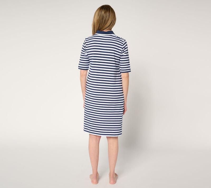 Cuddl Duds Cottonwear+ Collared Lounge Dress — View 13