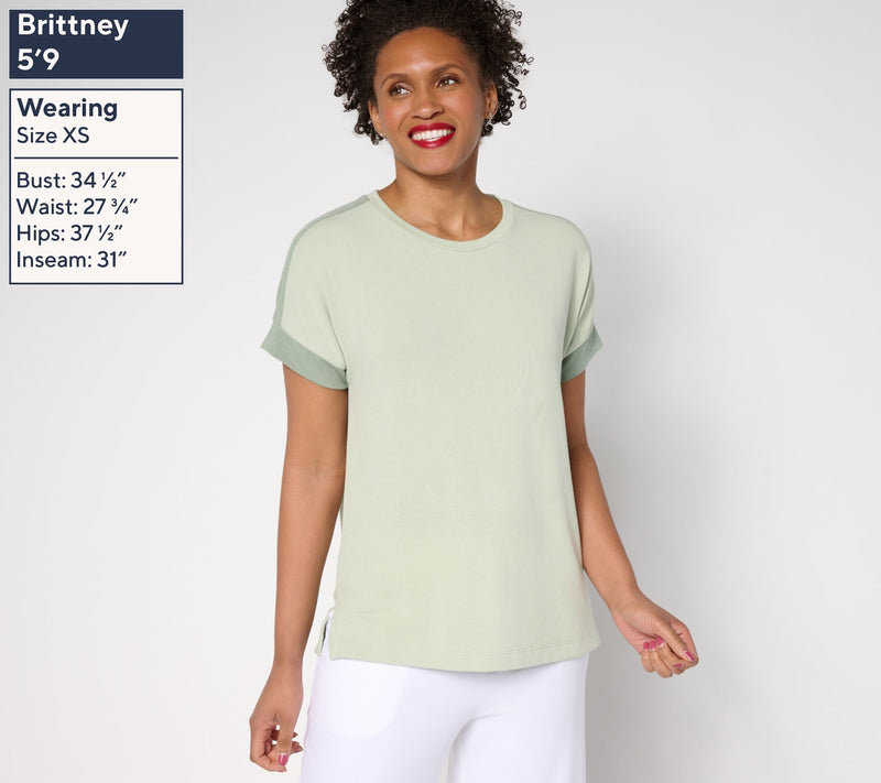 Cuddl Duds Modern Jersey Colorblock Knit Tee — View 10