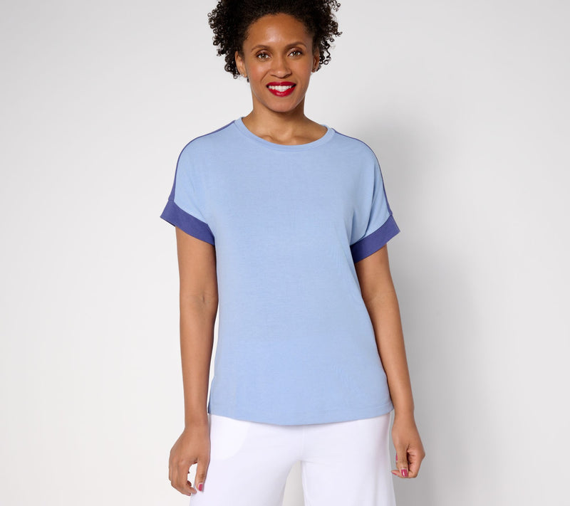 Cuddl Duds Modern Jersey Colorblock Knit Tee — View 3