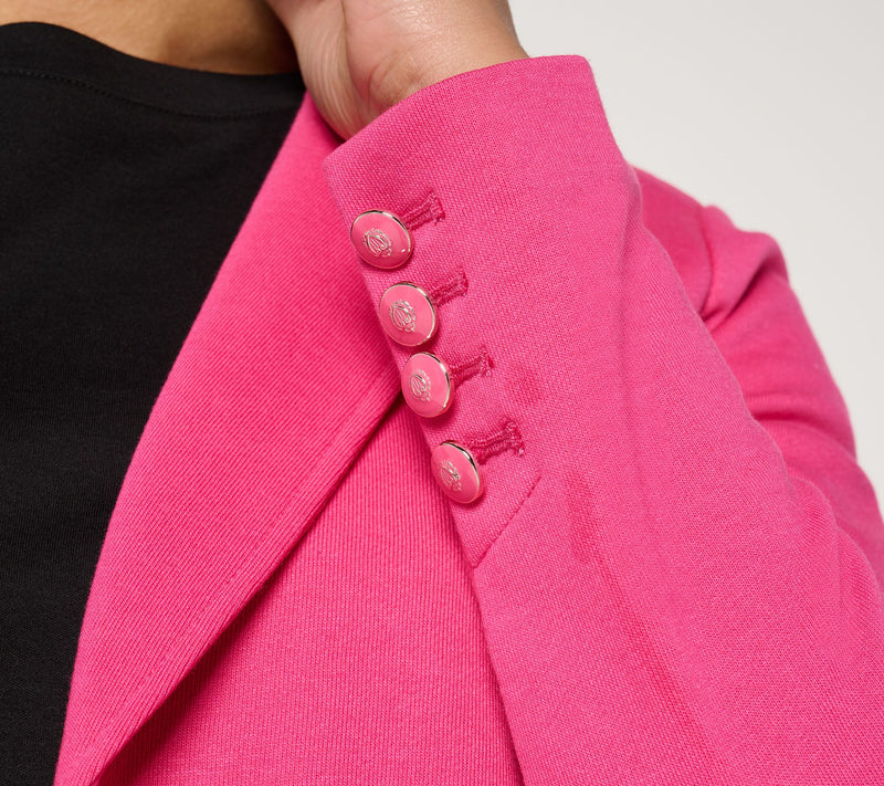 Susan Graver Weekend Marina Knit Petite Notch Collar Blazer — View 18