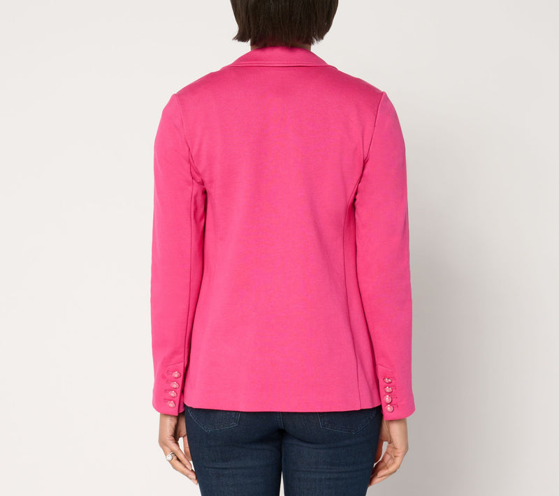 Susan Graver Weekend Marina Knit Petite Notch Collar Blazer — View 16
