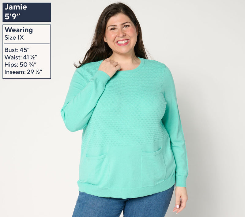 Sport Savvy Mixed Stitch Pullover Sweater — View 2