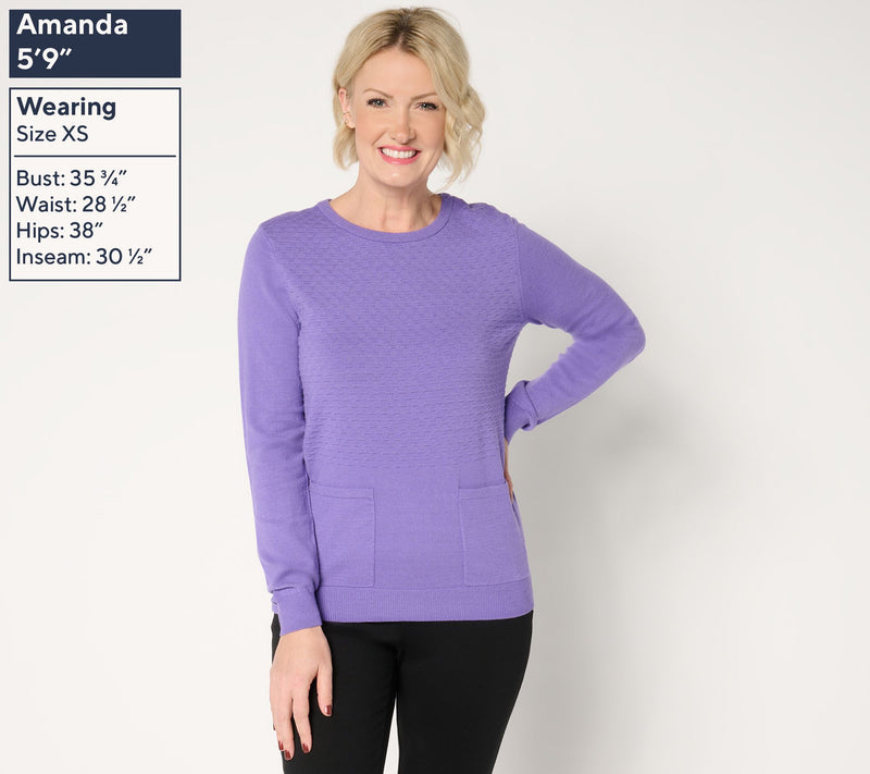 Sport Savvy Mixed Stitch Pullover Sweater — View 3