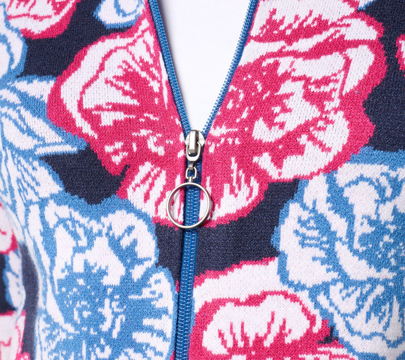 Sport Savvy Floral Intarsia Zip-Up Sweater Topper — View 12