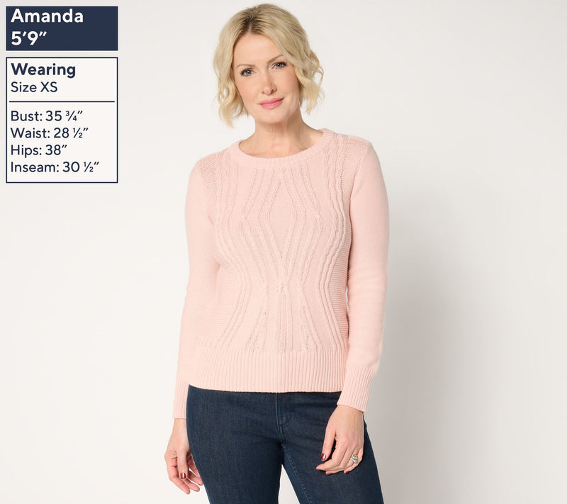 Women with Control Crew Neck Cable Sweater — View 9