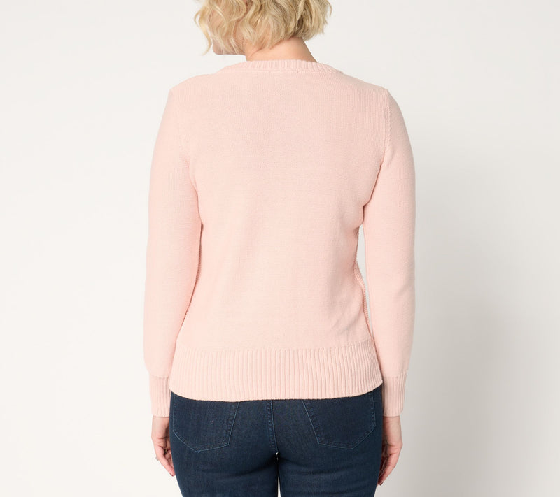 Women with Control Crew Neck Cable Sweater — View 10
