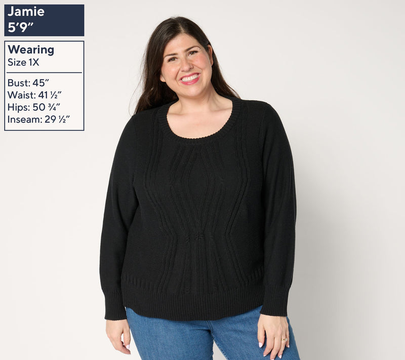 Women with Control Crew Neck Cable Sweater — View 8