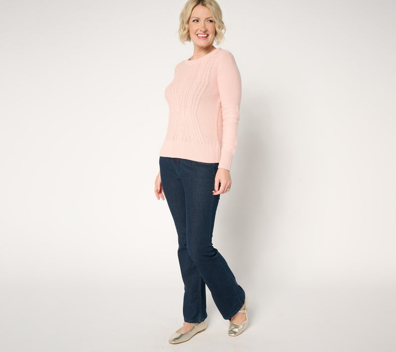 Women with Control Crew Neck Cable Sweater — View 11