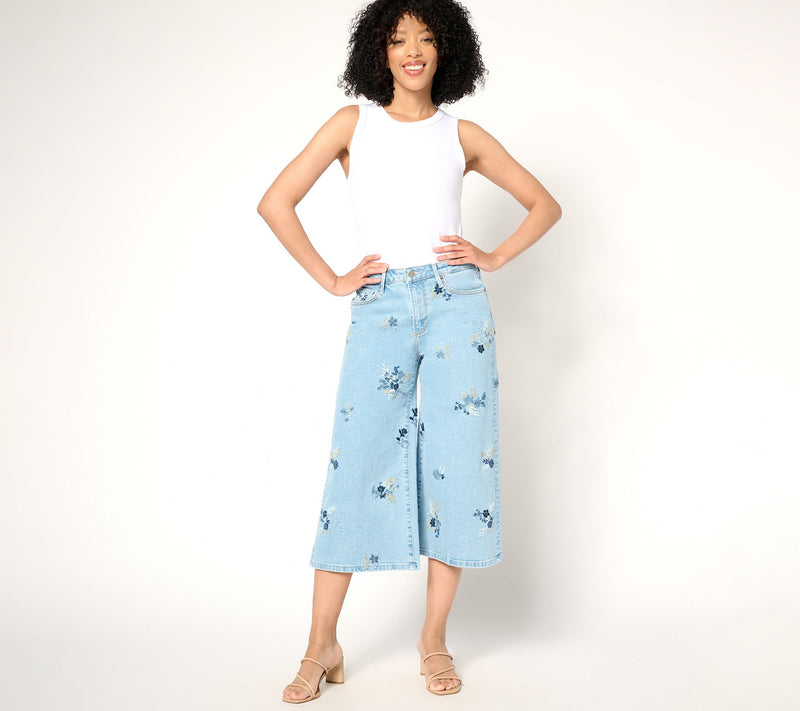 Driftwood Jeans Amie Embroidered Culotte Jean - Summer Blues — View 5