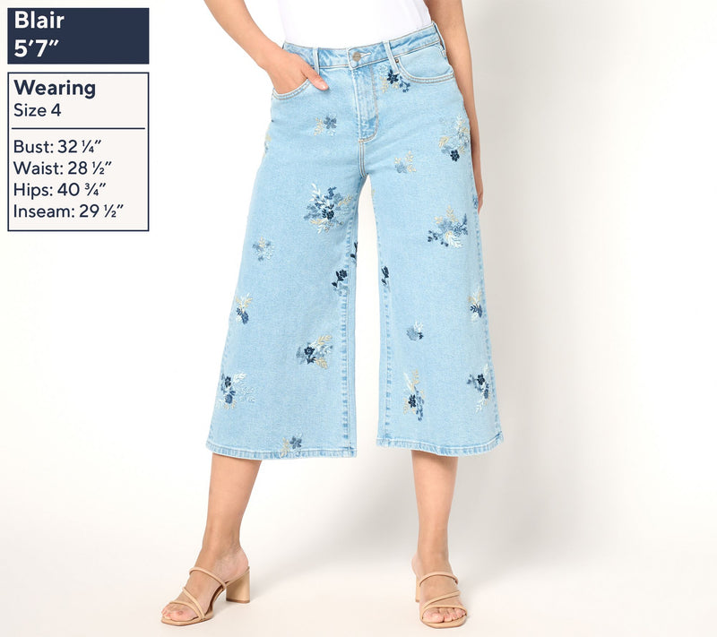 Driftwood Jeans Amie Embroidered Culotte Jean - Summer Blues — View 3