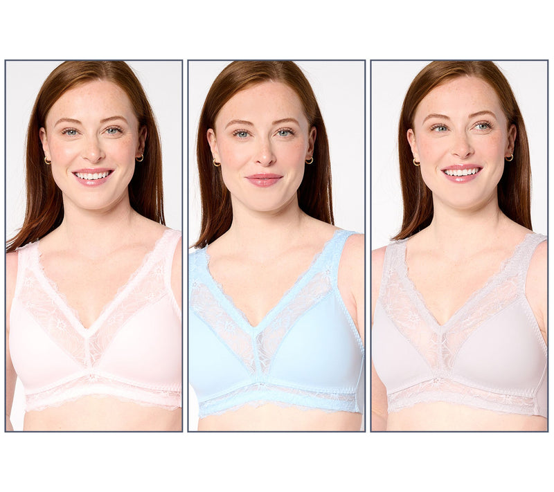 Breezies Soft Support Lace Wirefree Unlined Bra Set of 3 — View 7