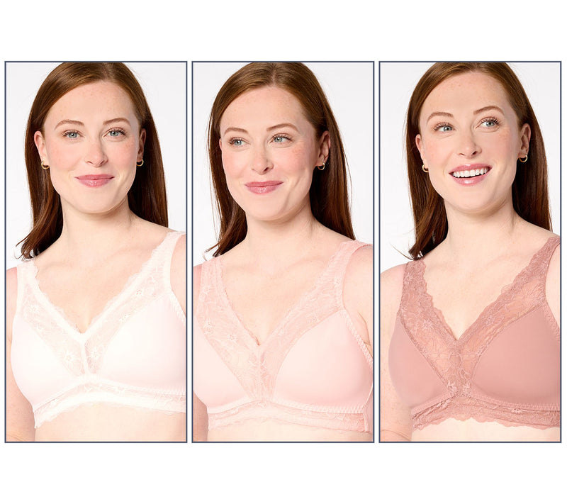 Breezies Soft Support Lace Wirefree Unlined Bra Set of 3 — View 3