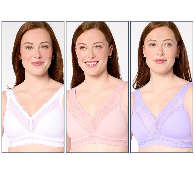 Breezies Soft Support Lace Wirefree Unlined Bra Set of 3 — View 5