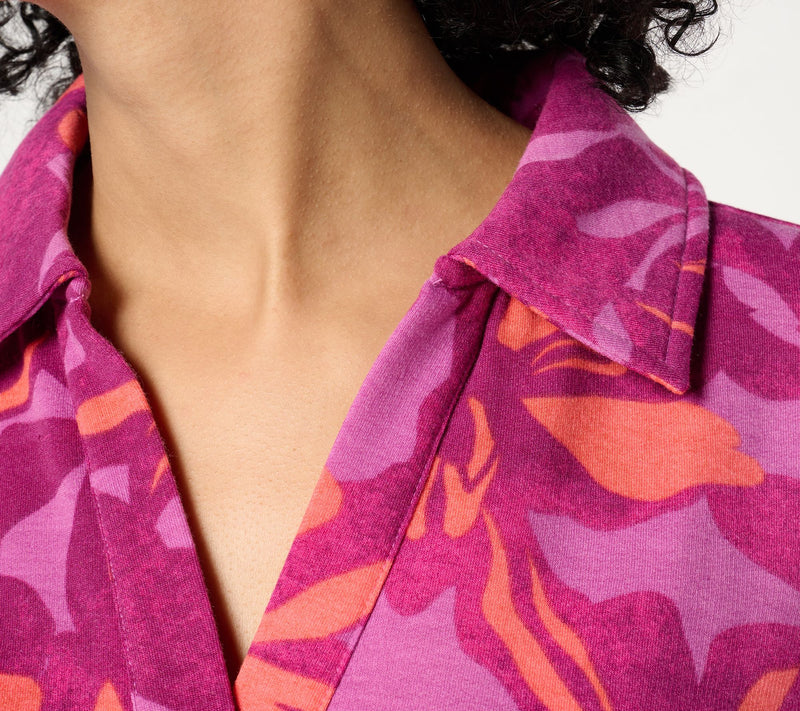 Susan Graver Printed Fleece Back Knit Pullover — View 6
