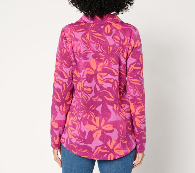 Susan Graver Printed Fleece Back Knit Pullover — View 4