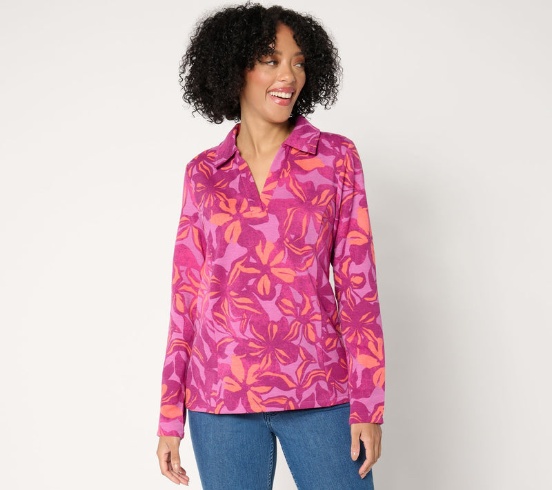 Susan Graver Printed Fleece Back Knit Pullover — View 12
