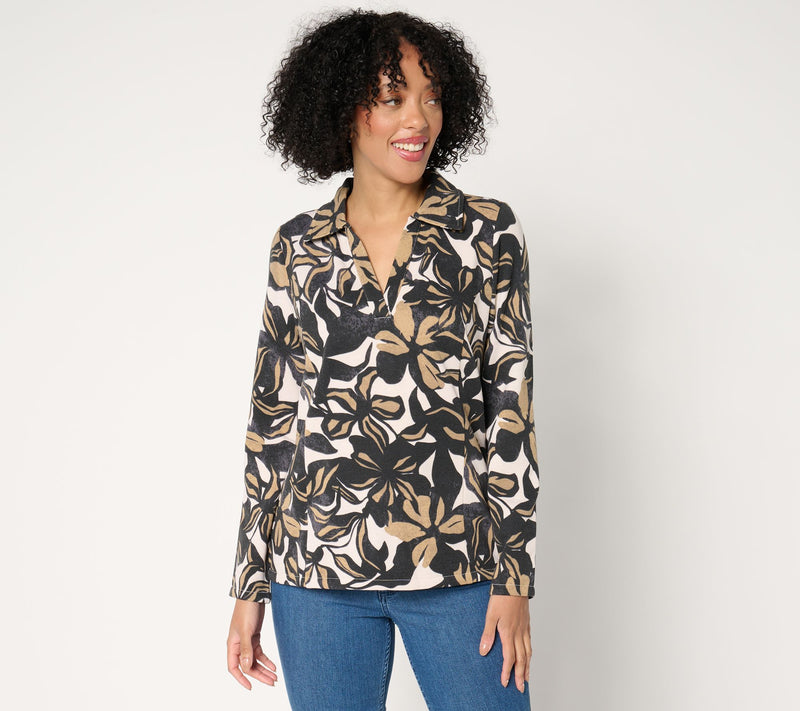 Susan Graver Printed Fleece Back Knit Pullover — View 13