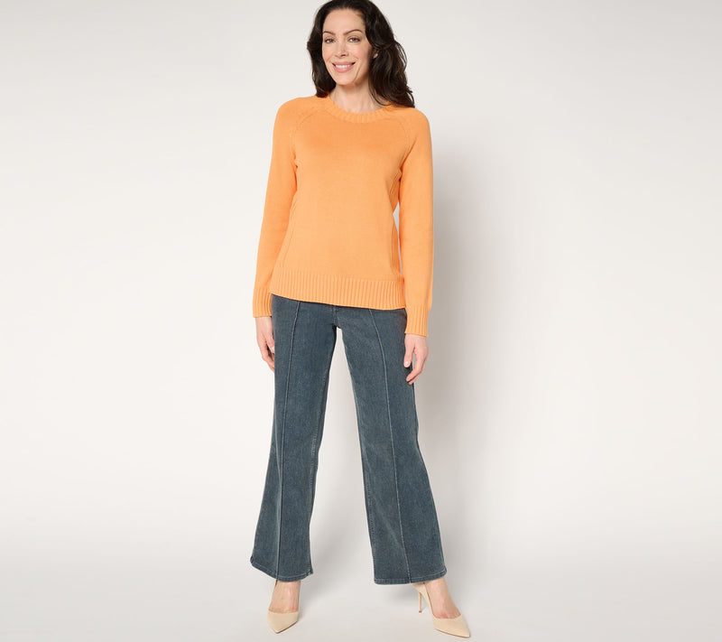 Women with Control 100% Cotton Sweater with Rib Detail — View 5
