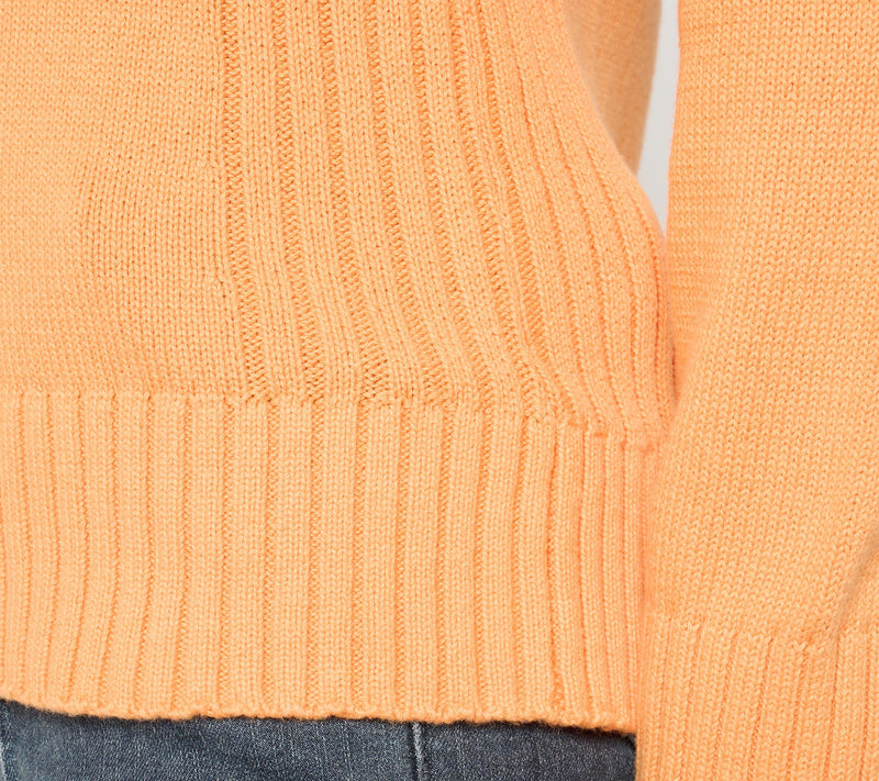 Women with Control 100% Cotton Sweater with Rib Detail — View 6