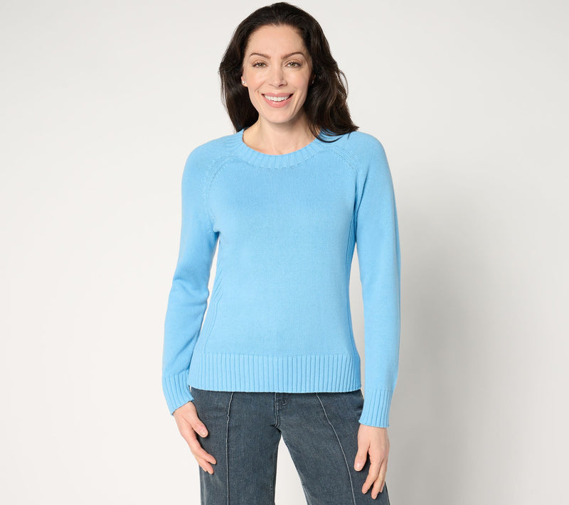 Women with Control 100% Cotton Sweater with Rib Detail — View 10