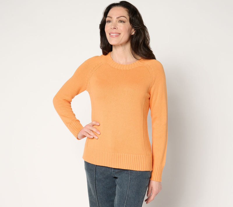 Women with Control 100% Cotton Sweater with Rib Detail — View 11