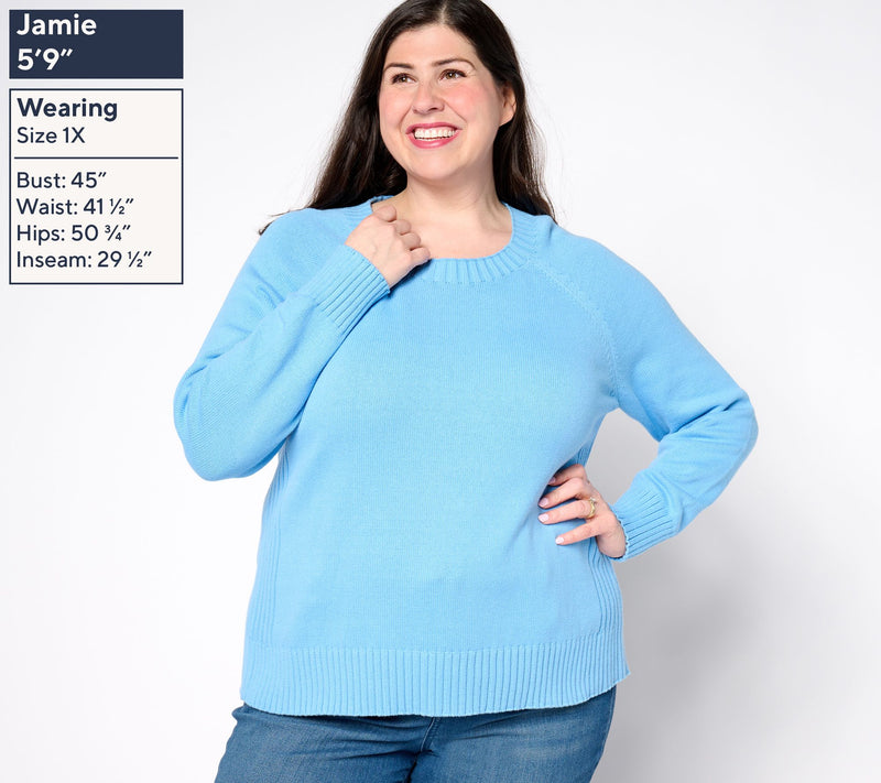 Women with Control 100% Cotton Sweater with Rib Detail — View 2
