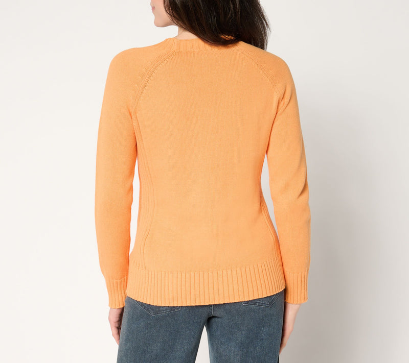 Women with Control 100% Cotton Sweater with Rib Detail — View 4