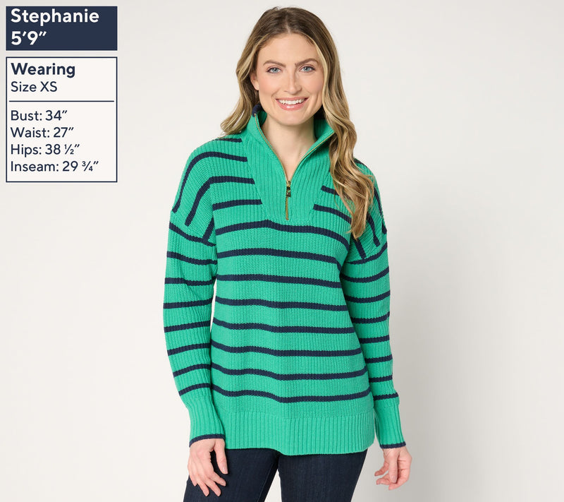 Belle by Kim Gravel On Deck Half Zip Shaker Sweater — View 3