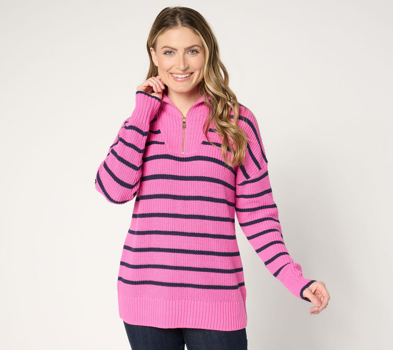 Belle by Kim Gravel On Deck Half Zip Shaker Sweater — View 13