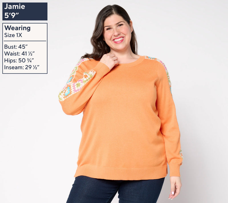 Belle by Kim Gravel Hip to be Square Crochet Sleeve Sweater — View 2